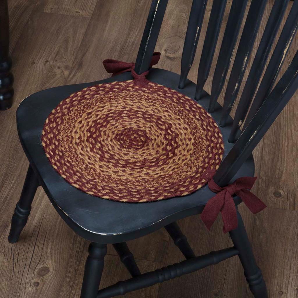 Burgundy Tan Jute Chair Pad - Set of 6