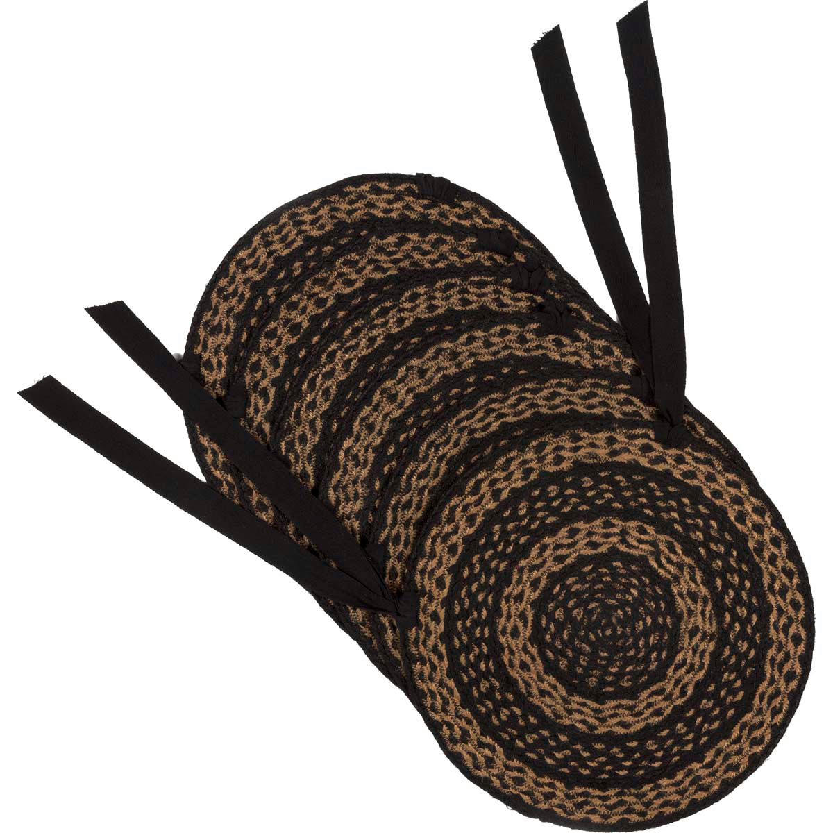 Black & Tan Jute Chair Pad 15 inch Diameter