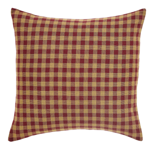 Burgundy Check Fabric Pillow 16 inch