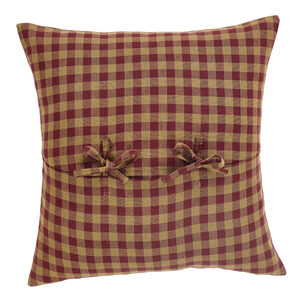 Burgundy Check Fabric Pillow 16 inch