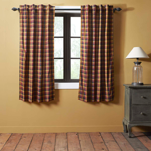 Heritage Farms Primitive Check Short Panel Curtains 63"L