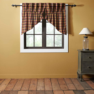 Heritage Farms Primitive Check Prairie Swag Curtains