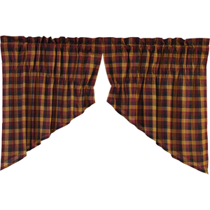 Heritage Farms Primitive Check Prairie Swag Curtains