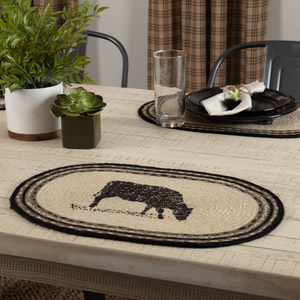 Sawyer Mill Charcoal Cow Jute Placemat Set of 6