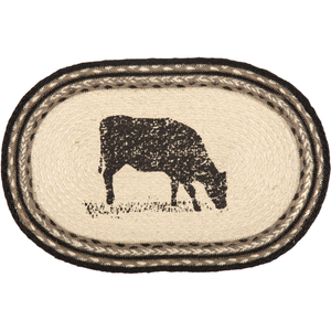 Sawyer Mill Charcoal Cow Jute Placemat Set of 6