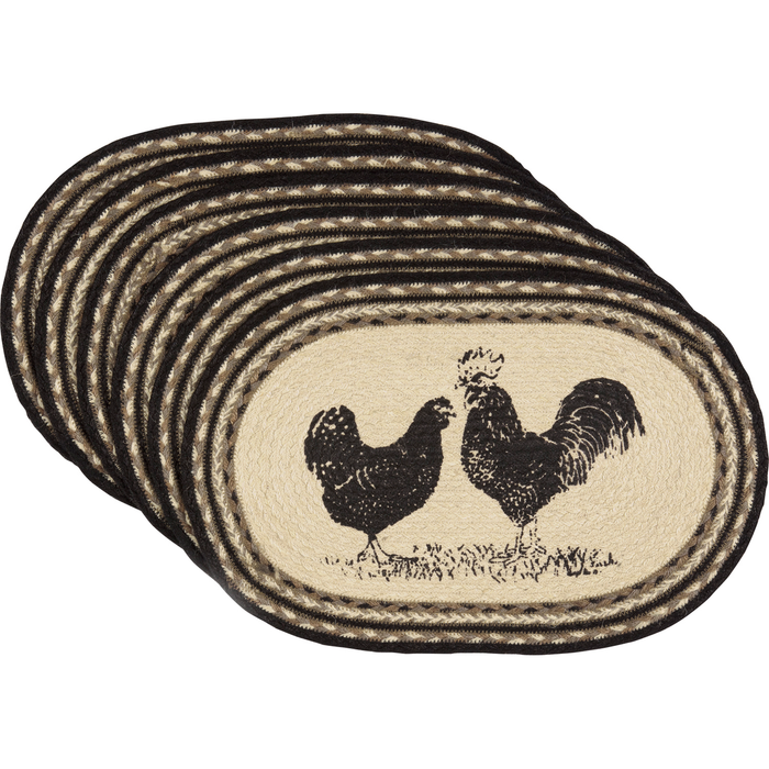 Sawyer Mill Charcoal Poultry Jute Placemat (Set of 6)