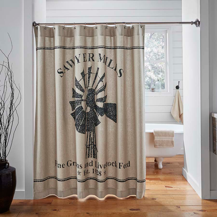 Sawyer Mill Charcoal Windmill Shower Curtain