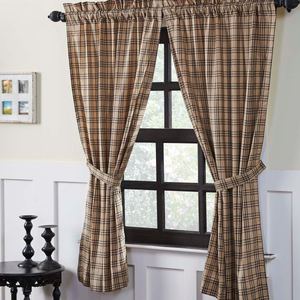 Sawyer Mill Charcoal Plaid Short Panel Curtains 63"L