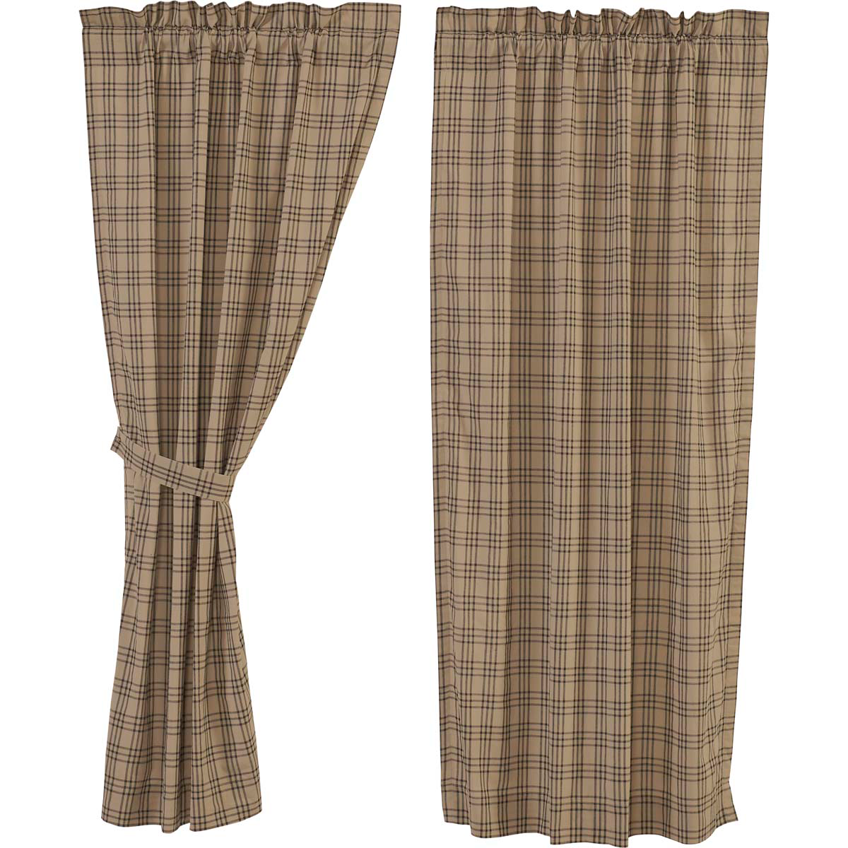 Sawyer Mill Charcoal Plaid Short Panel Curtains 63"L
