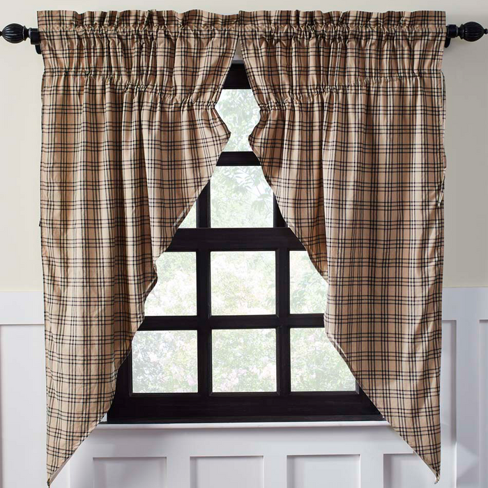 Sawyer Mill Charcoal Plaid Prairie Curtains