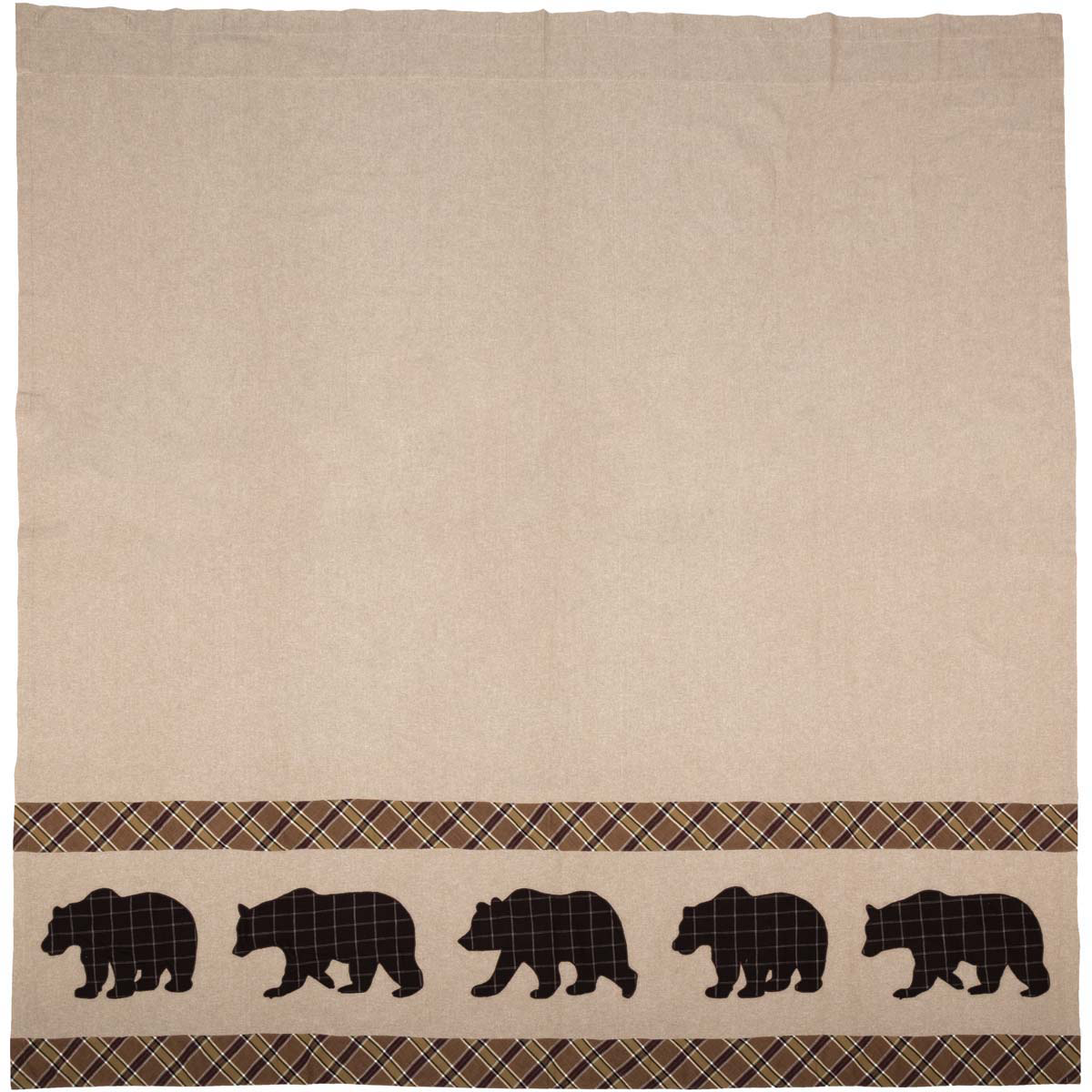 VHC Brands Rustic Bear Throw Pillow 18x18 - Tan Appliqued Wyatt Chambray - Bedroom Living Room Decor