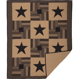 Black Star Check Quilted Throw