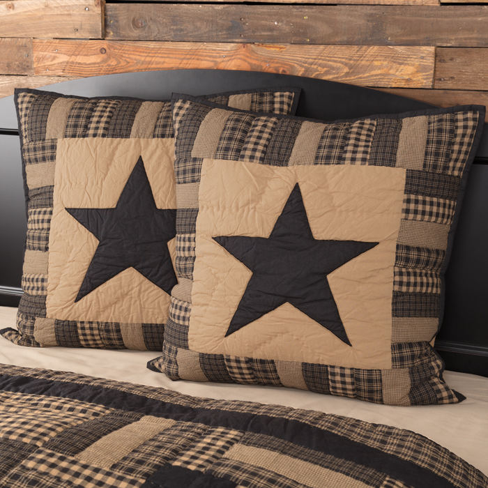 Black Star Check Quilted Euro Sham