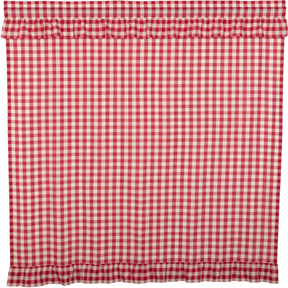 Annie Buffalo Check Red Ruffled Shower Curtain