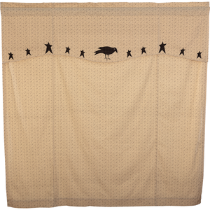 Kettle Grove Shower Curtain with attached Appliqué Star & Crow Valance