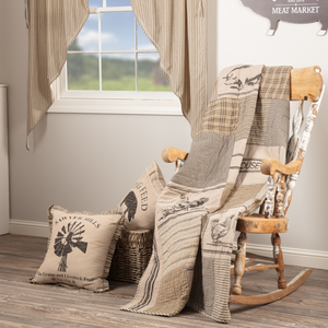 Sawyer Mill Charcoal Farm Animal Quilted Throw