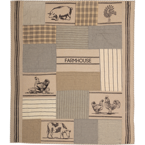 Sawyer Mill Charcoal Farm Animal Quilted Throw