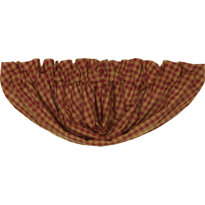 Burgundy Check Balloon Valance