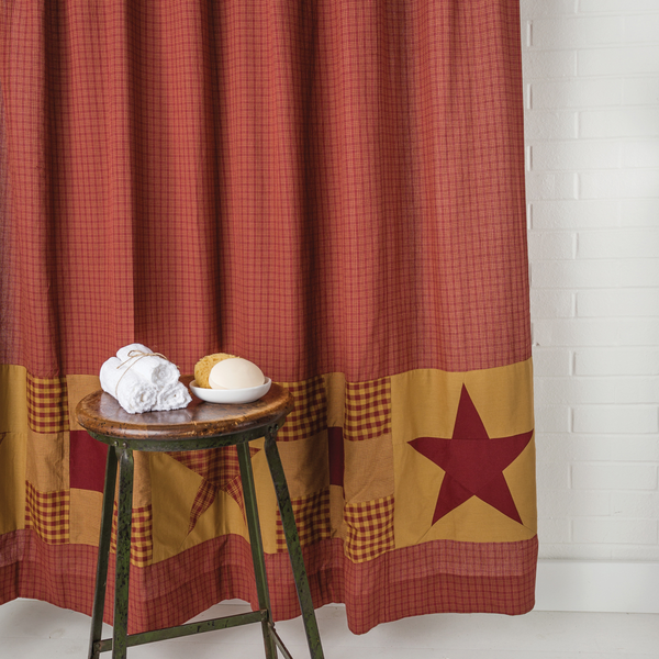 Ninepatch Star w/Patchwork Border Shower Curtain