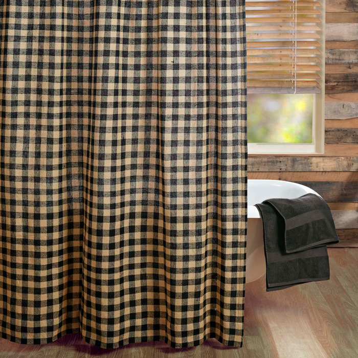 Burlap Black Check Shower Curtain