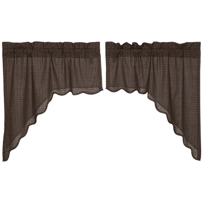 Kettle Grove Plaid Scalloped Swag Curtains