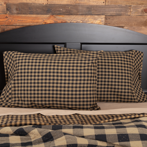 Black Check Standard Pillowcase  - Set of 2