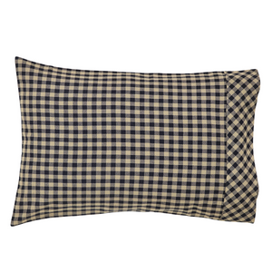 Black Check Standard Pillowcase  - Set of 2
