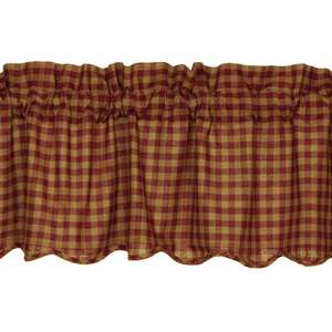 Burgundy Check Scalloped Valance