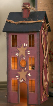 Primitive House Lighted - Burgundy