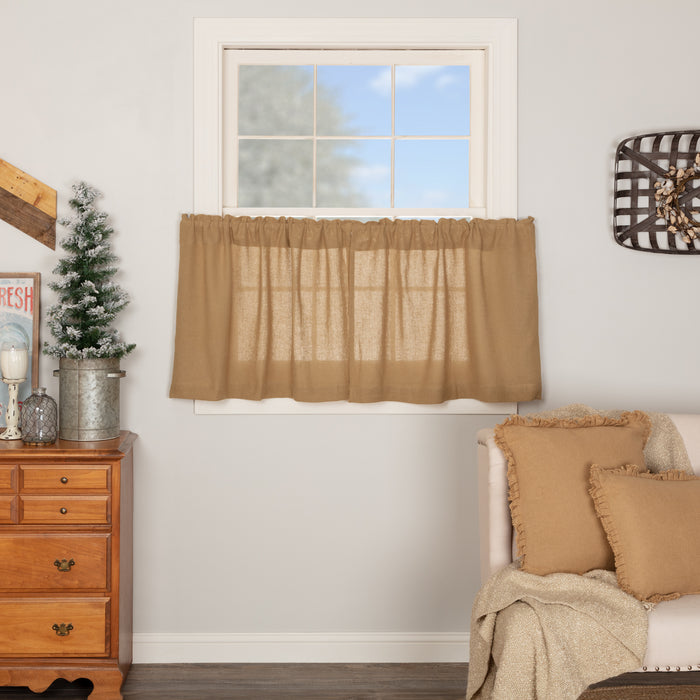 Burlap Natural Tier Curtains 24"L