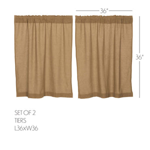 Burlap Natural Tier Curtains 36"L