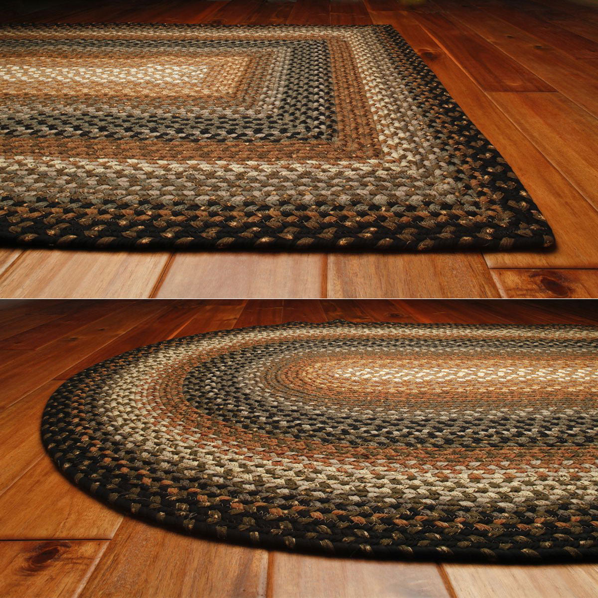 Cocoa Bean Cotton Braided Rug  Country Primitive Braided Rug by
