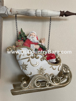 Glittered Santa in Sleigh Arrow Replacement Sign