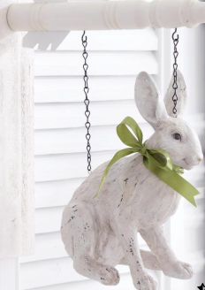Sitting White Rabbit w/Green Bow Arrow Replacement Sign