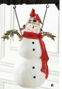 Glittered Resin Snowman w/4 Cardinals Arrow Replacement Sign