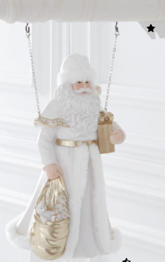 White & Gold Santa Holding Package Arrow Replacement Sign