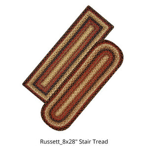 Russett 8"x28" Jute Braided Stair Tread or Runner